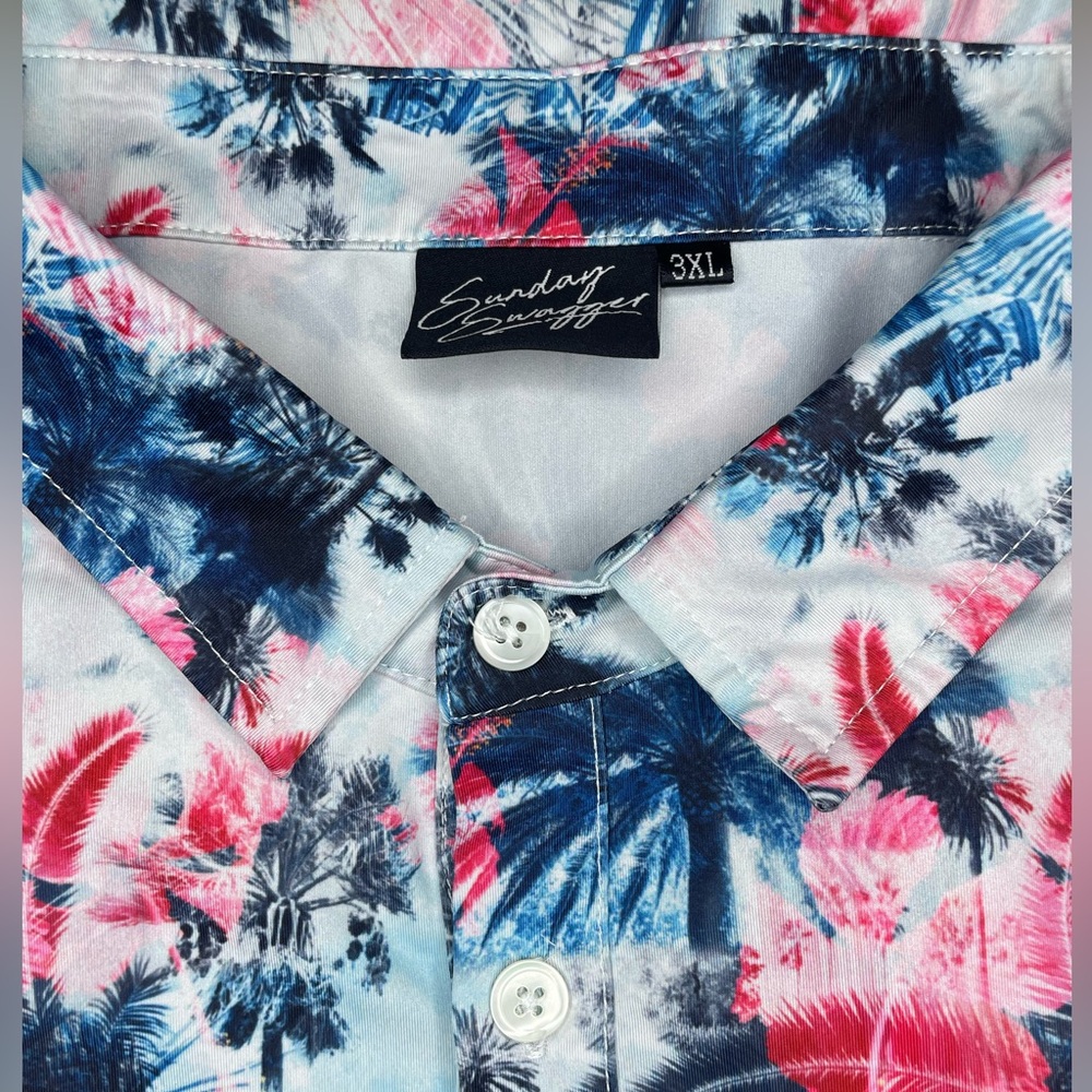 Sunday Swagger Aloha Print Modern Fit Golf Polo-Men’s 3XL